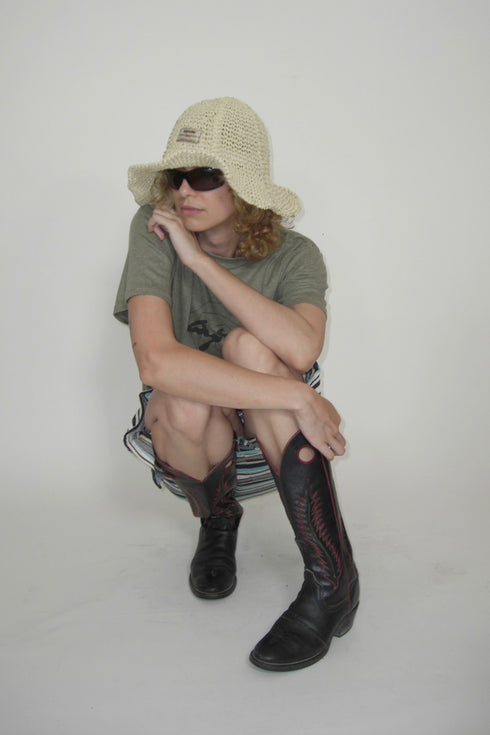 SUMMER STRAW TULIP HAT -SAND-